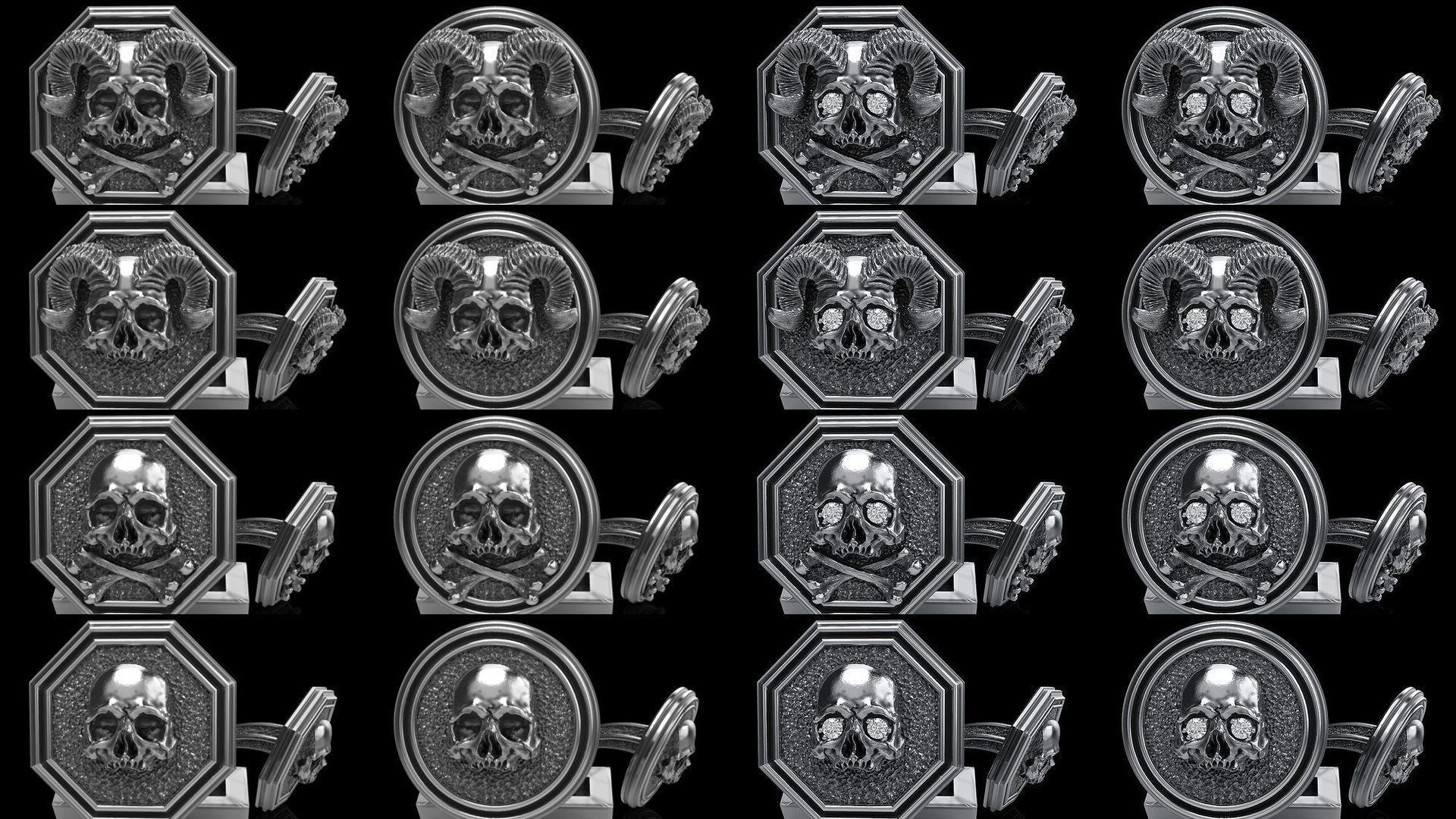 Skull earrings studs and skull cufflinks  88models 3D Model Collection_1