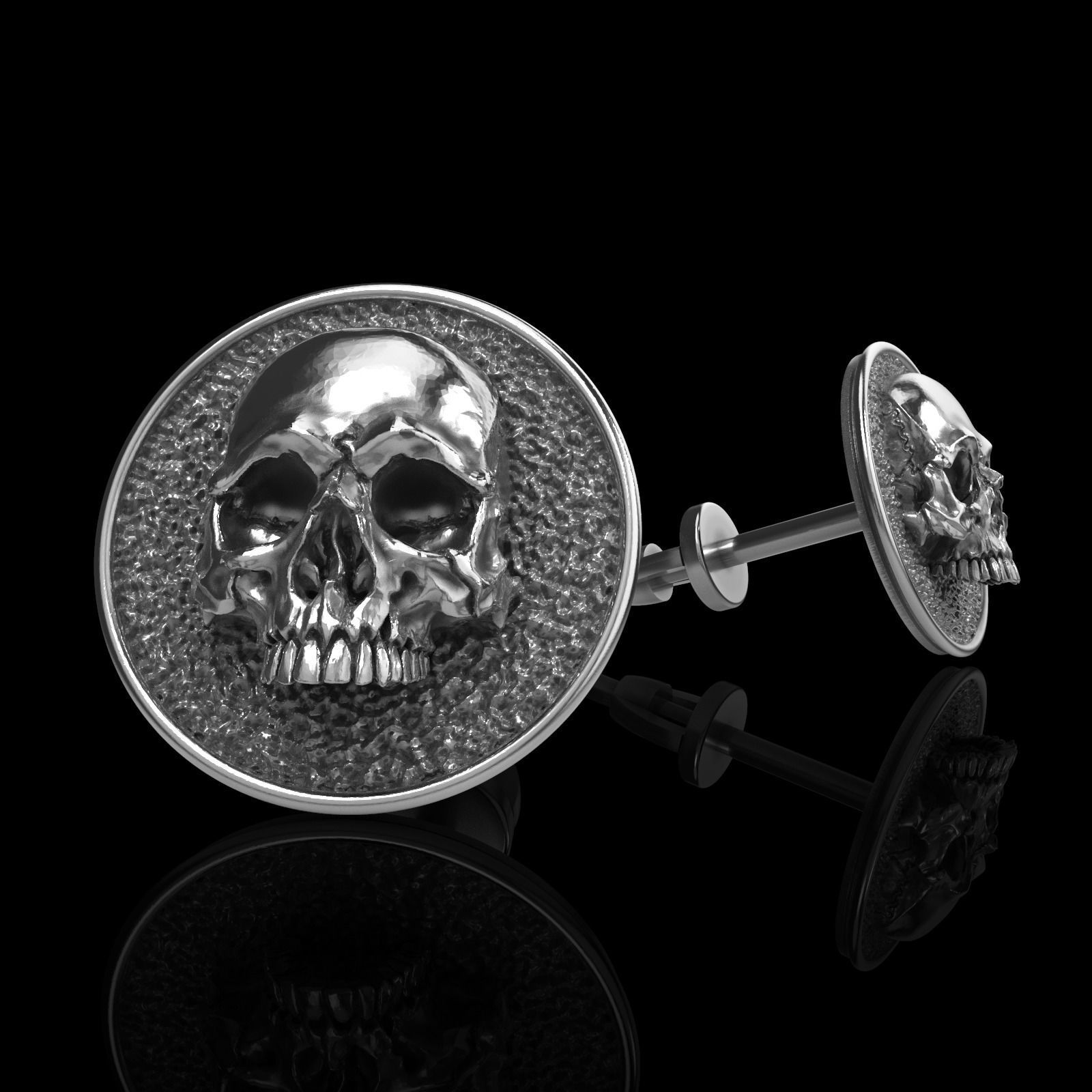 Skull earrings studs and skull cufflinks  88models 3D Model Collection_115