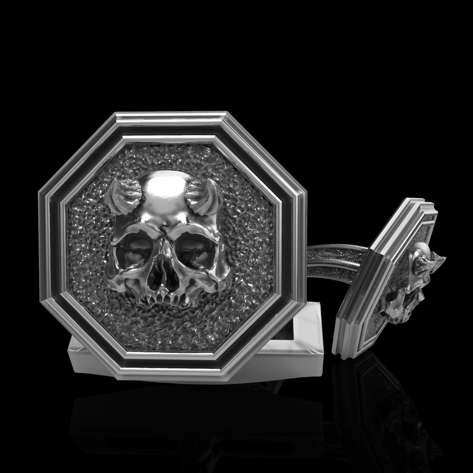 Skull earrings studs and skull cufflinks  88models 3D Model Collection_31
