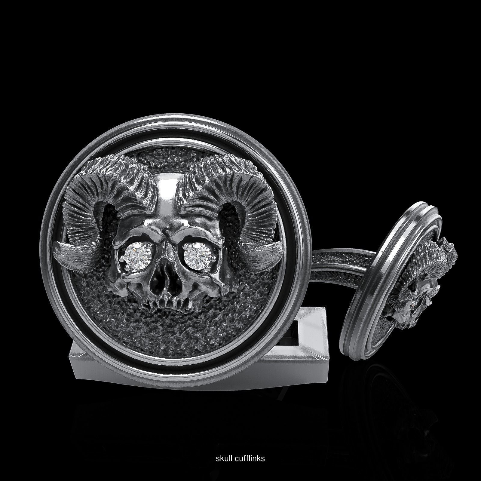 Skull earrings studs and skull cufflinks  88models 3D Model Collection_58
