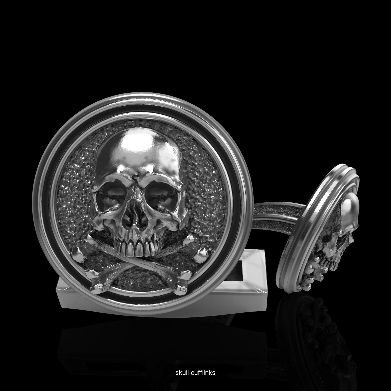 Skull earrings studs and skull cufflinks  88models 3D Model Collection_34