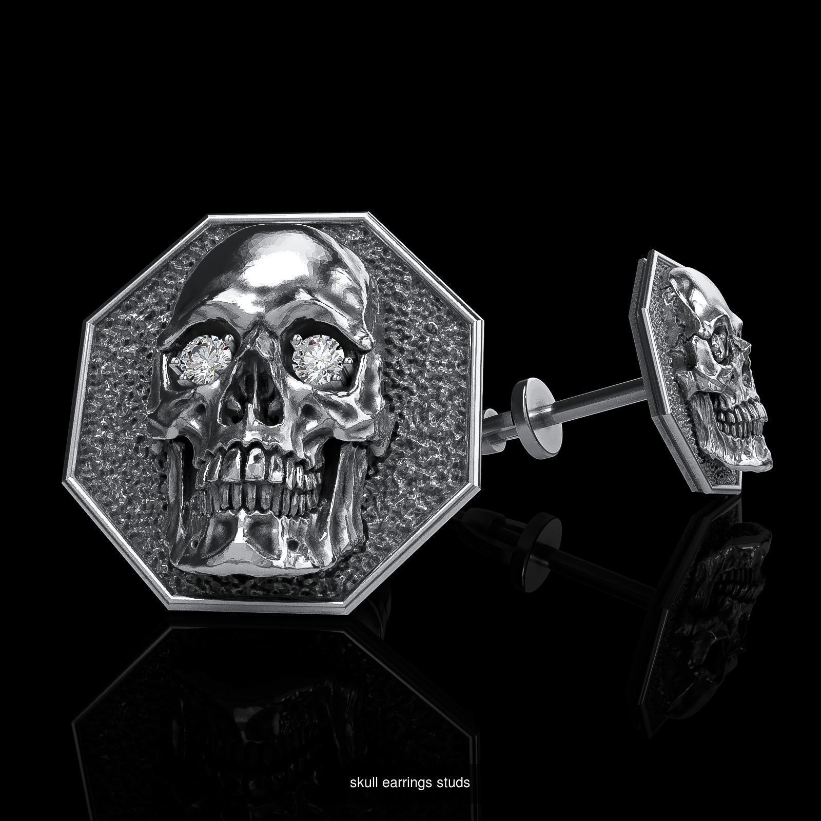 Skull earrings studs and skull cufflinks  88models 3D Model Collection_176