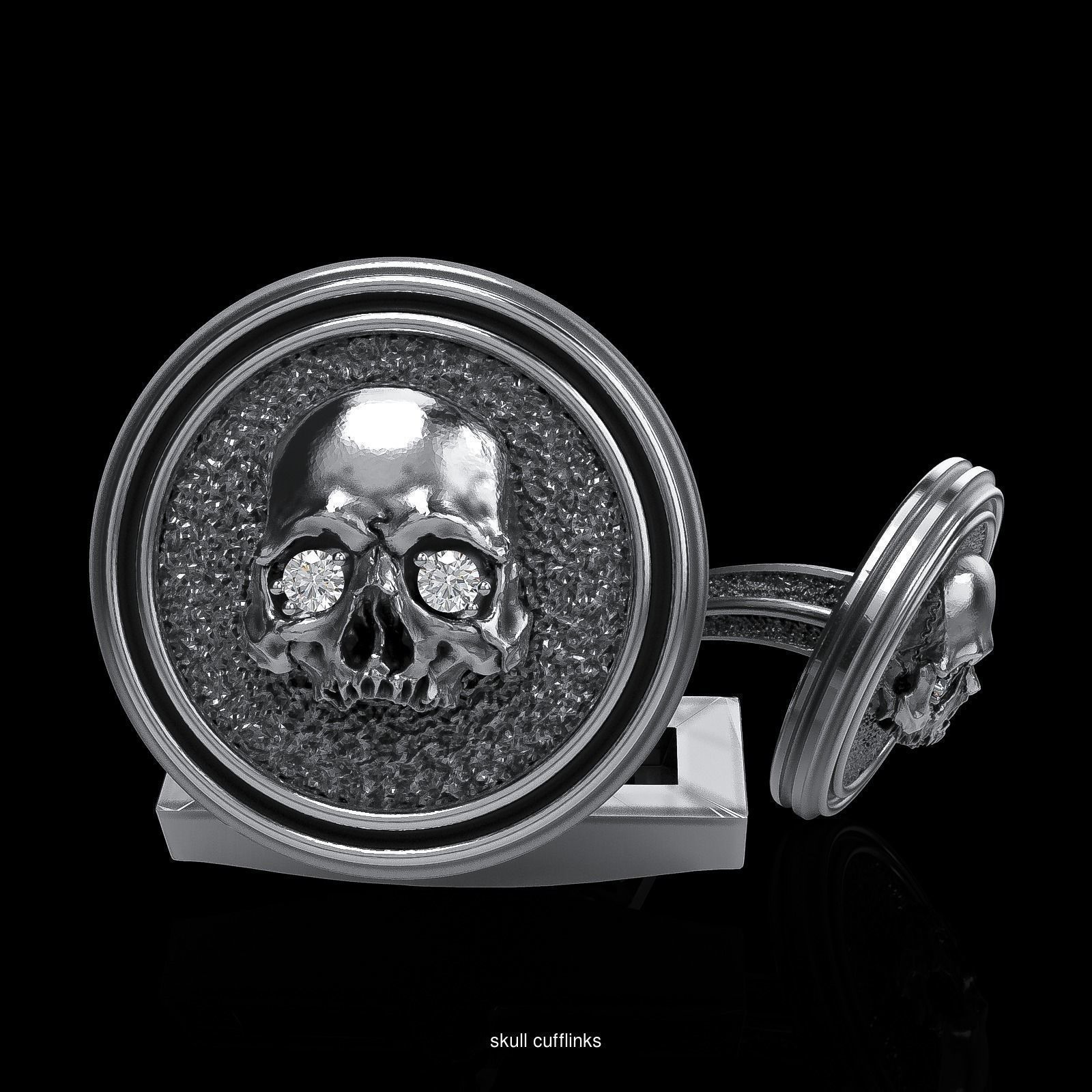 Skull earrings studs and skull cufflinks  88models 3D Model Collection_74