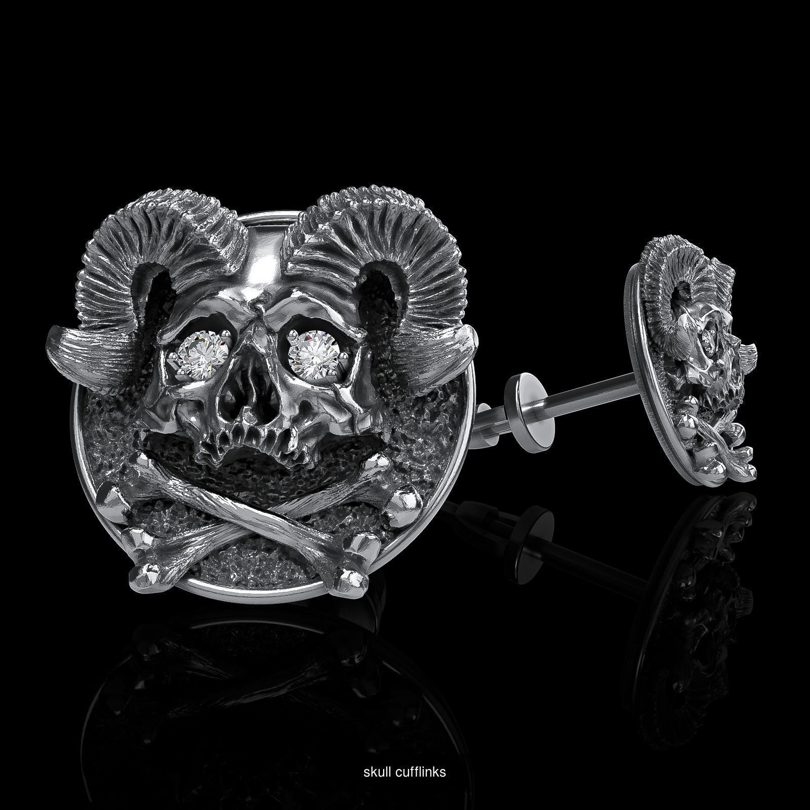 Skull earrings studs and skull cufflinks  88models 3D Model Collection_138