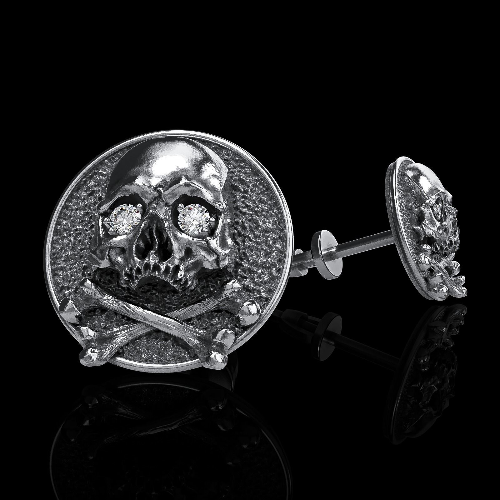 Skull earrings studs and skull cufflinks  88models 3D Model Collection_169