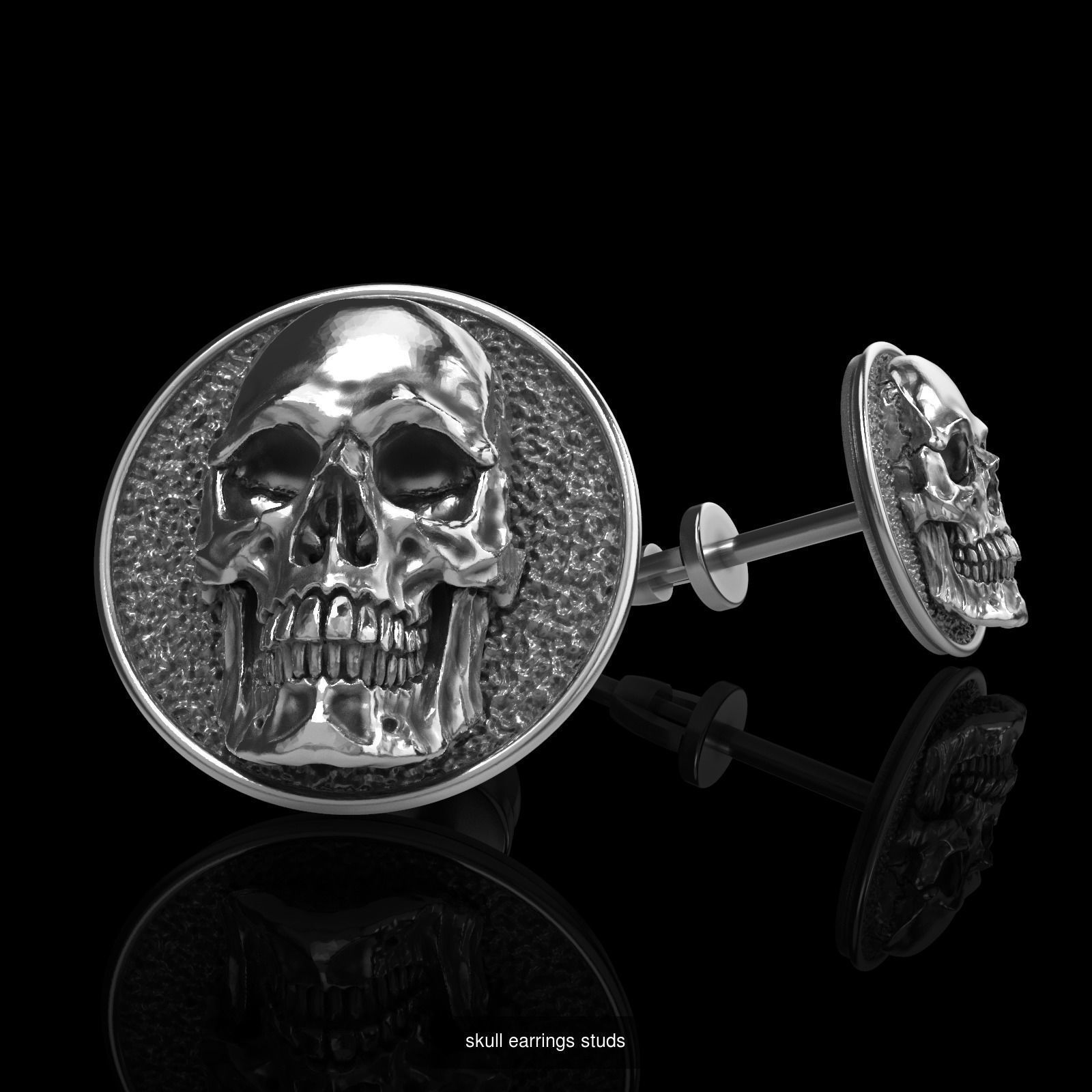 Skull earrings studs and skull cufflinks  88models 3D Model Collection_174