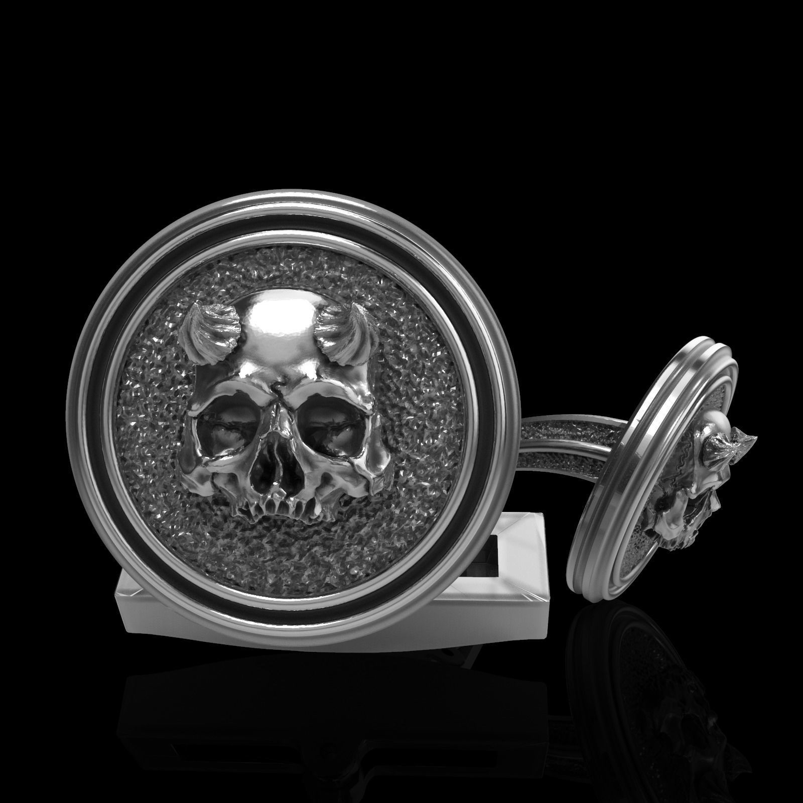 Skull earrings studs and skull cufflinks  88models 3D Model Collection_33