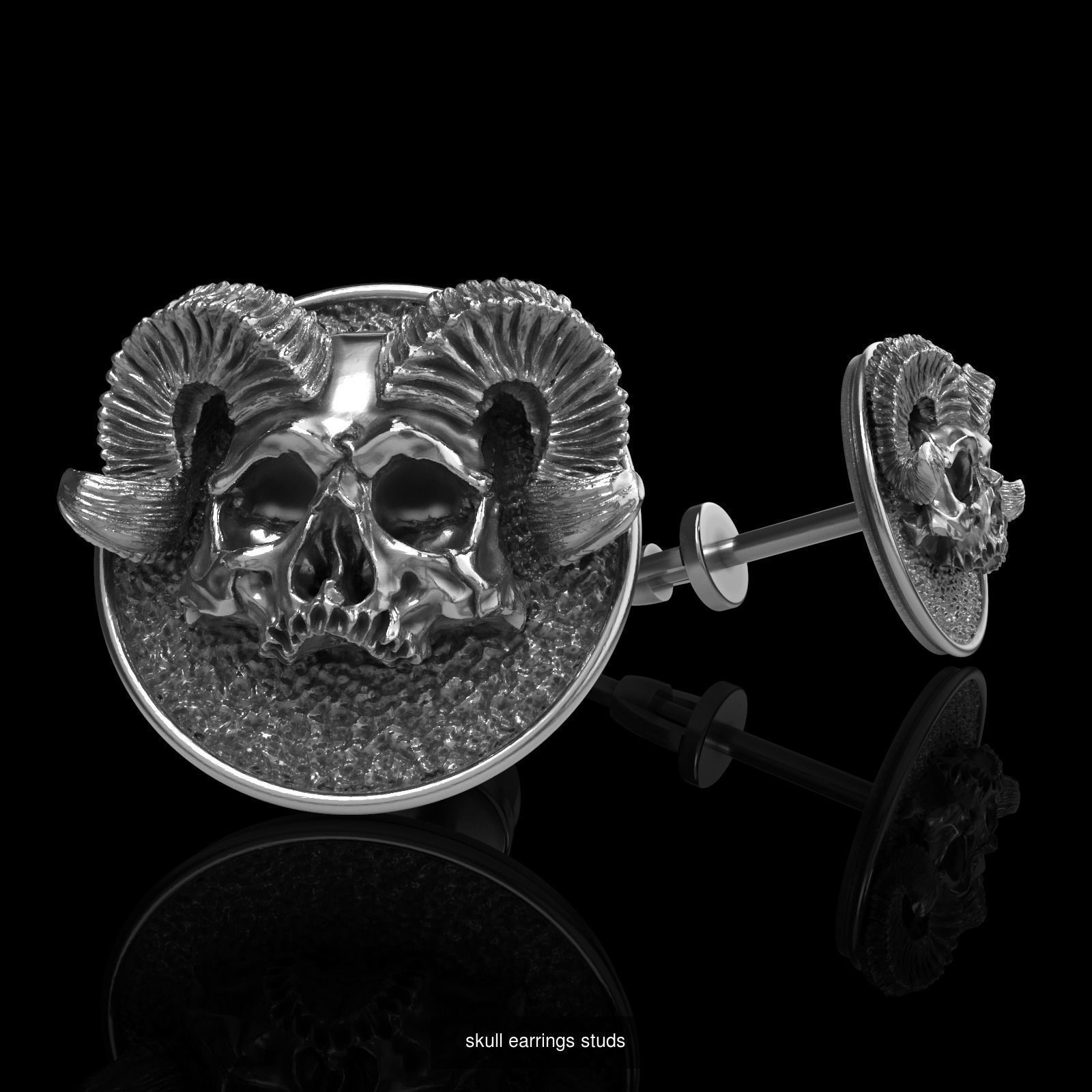 Skull earrings studs and skull cufflinks  88models 3D Model Collection_142