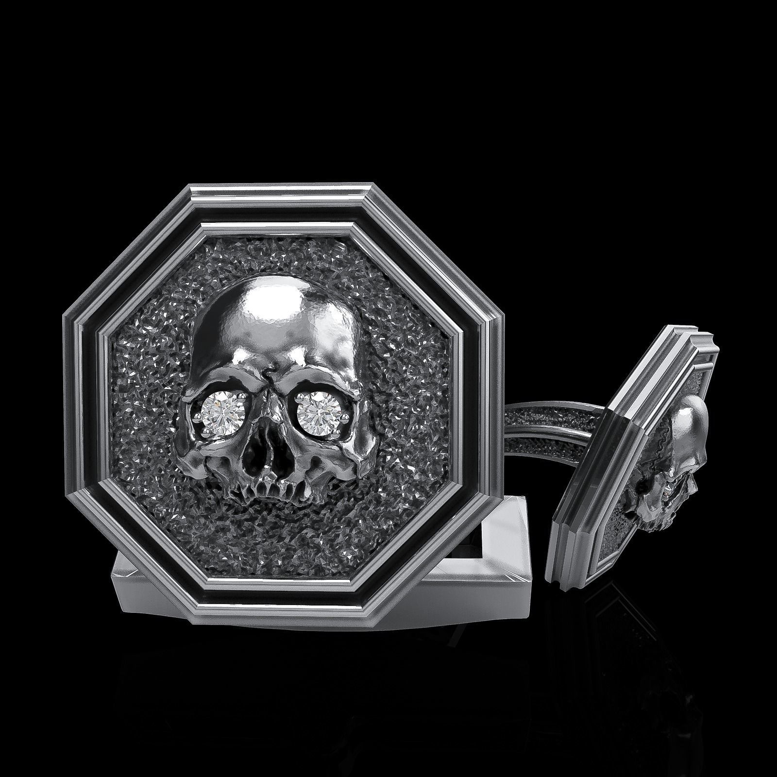 Skull earrings studs and skull cufflinks  88models 3D Model Collection_83
