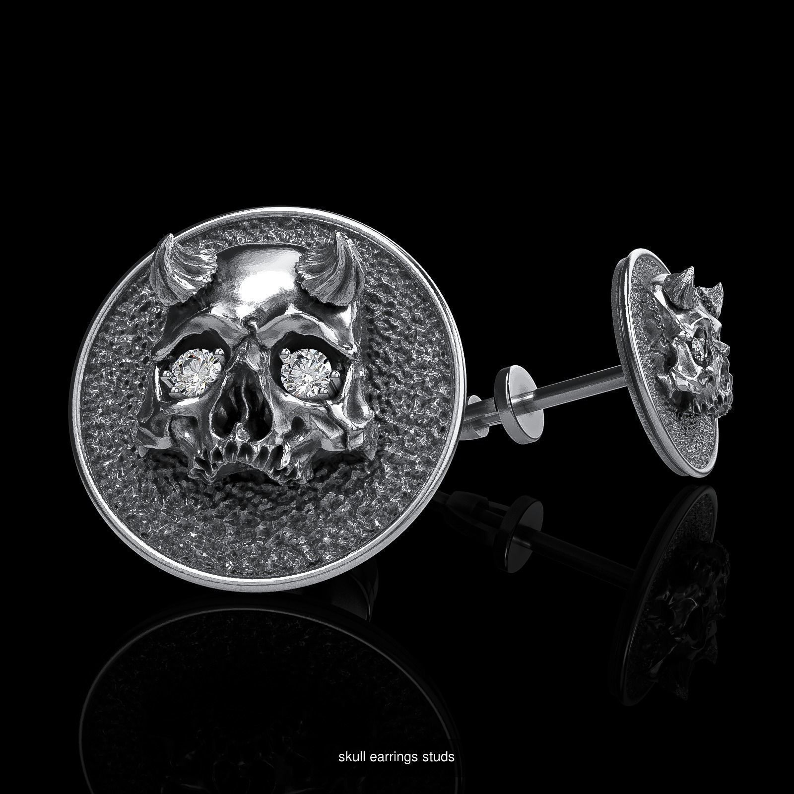 Skull earrings studs and skull cufflinks  88models 3D Model Collection_114