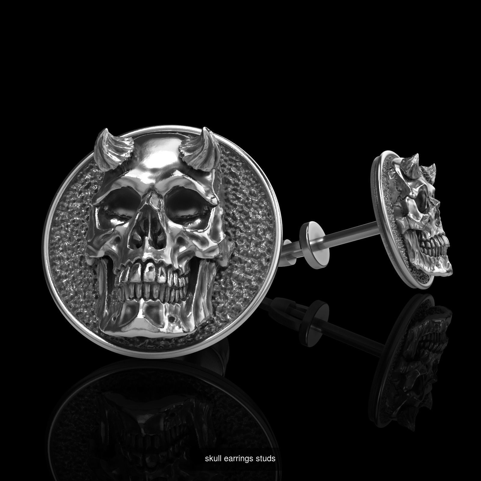 Skull earrings studs and skull cufflinks  88models 3D Model Collection_182