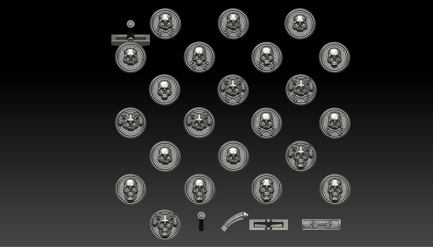 Skull earrings studs and skull cufflinks  88models 3D Model Collection_17
