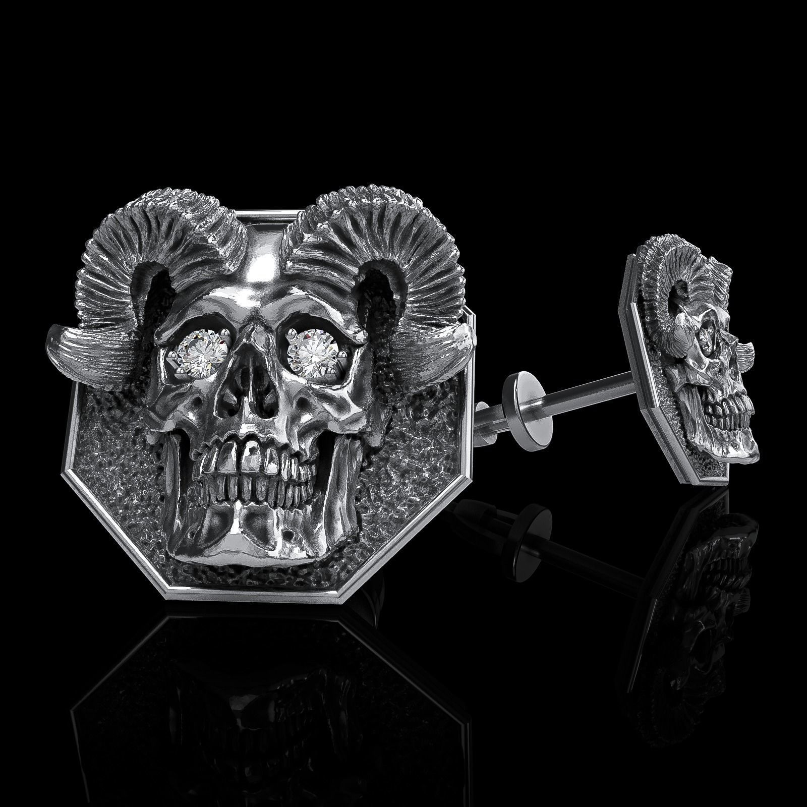 Skull earrings studs and skull cufflinks  88models 3D Model Collection_189