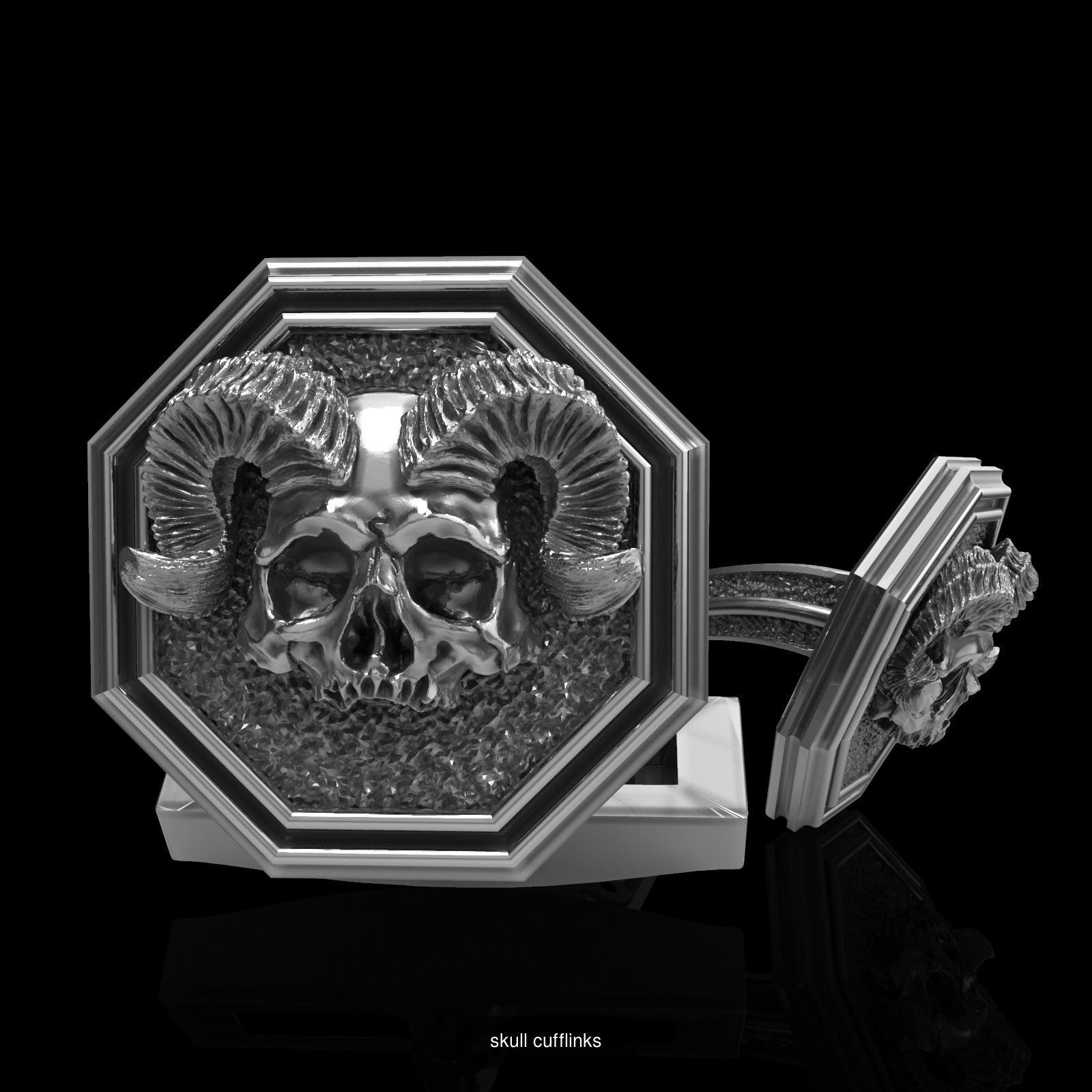 Skull earrings studs and skull cufflinks  88models 3D Model Collection_52