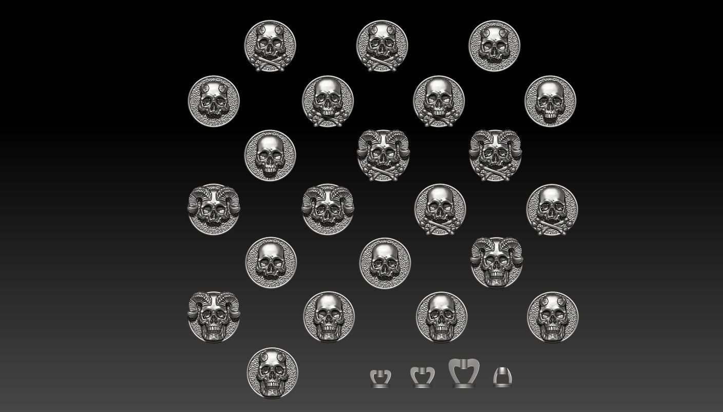 Skull earrings studs and skull cufflinks  88models 3D Model Collection_13