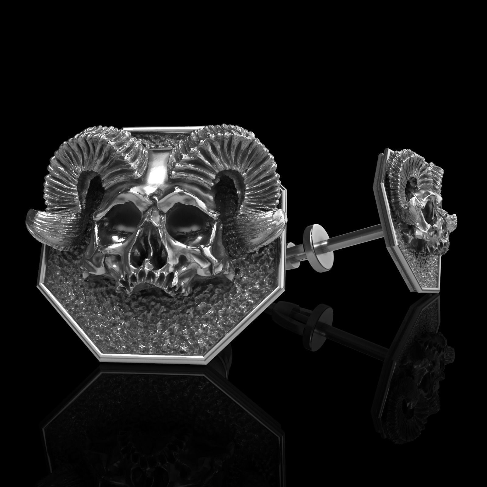 Skull earrings studs and skull cufflinks  88models 3D Model Collection_137
