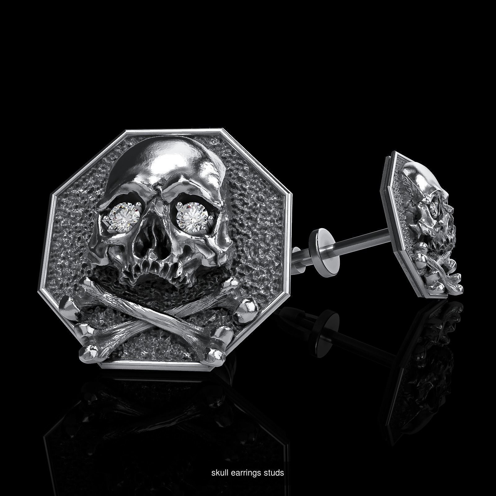 Skull earrings studs and skull cufflinks  88models 3D Model Collection_116