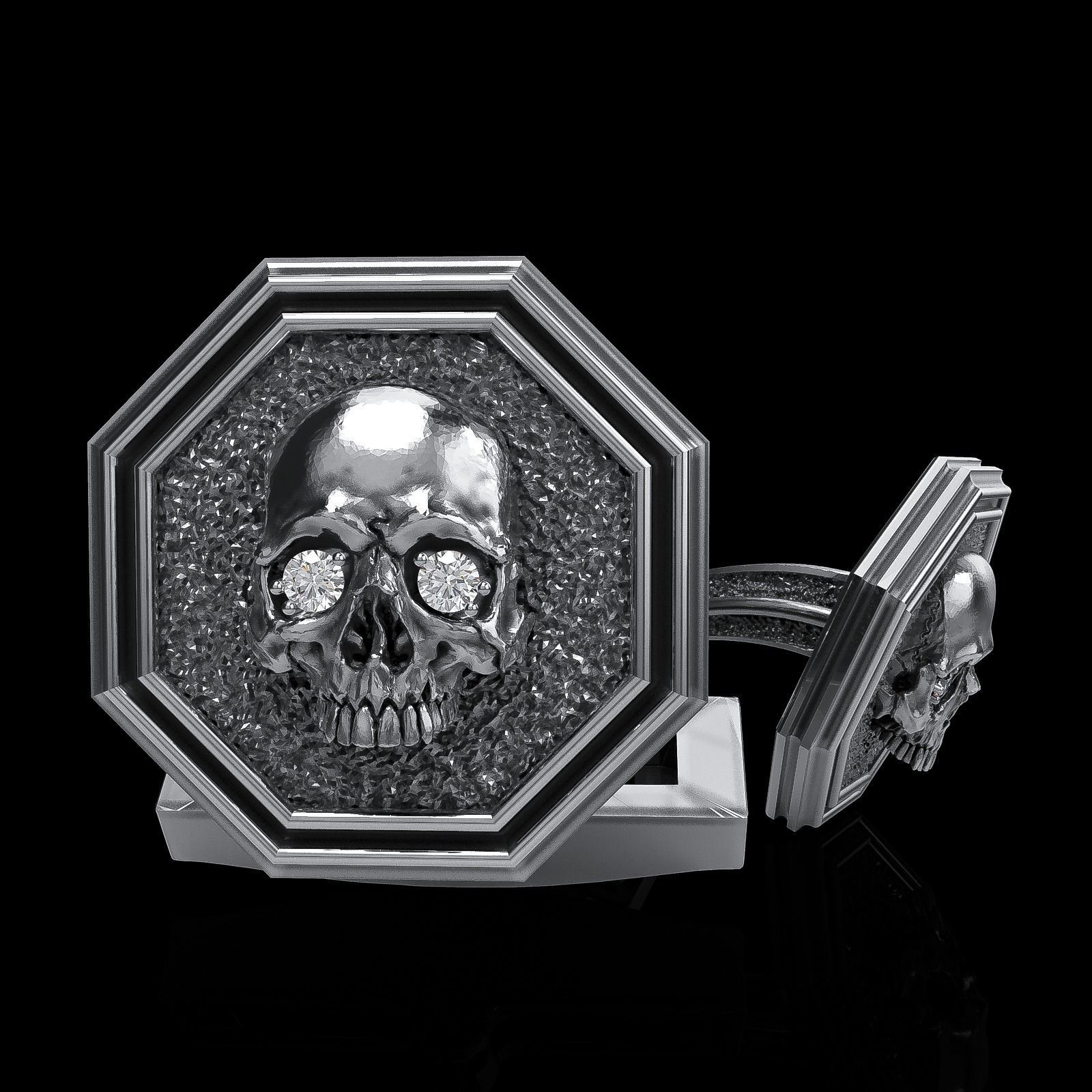 Skull earrings studs and skull cufflinks  88models 3D Model Collection_47