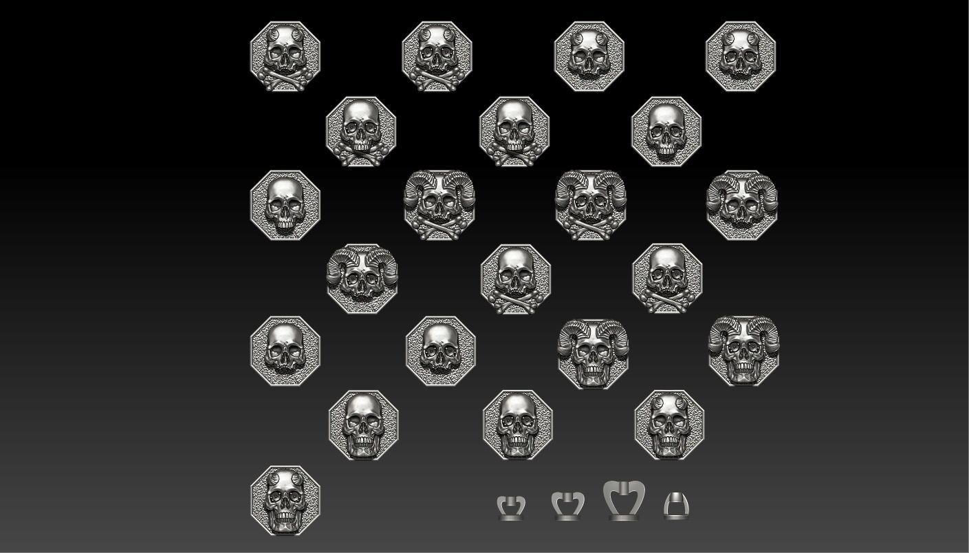 Skull earrings studs and skull cufflinks  88models 3D Model Collection_11