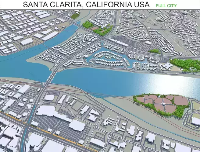Santa Clarita California USA 40km Low-poly 3D model