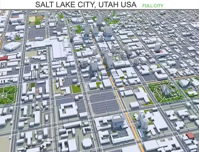 Salt Lake City Utah USA 60km Low-poly 3D model