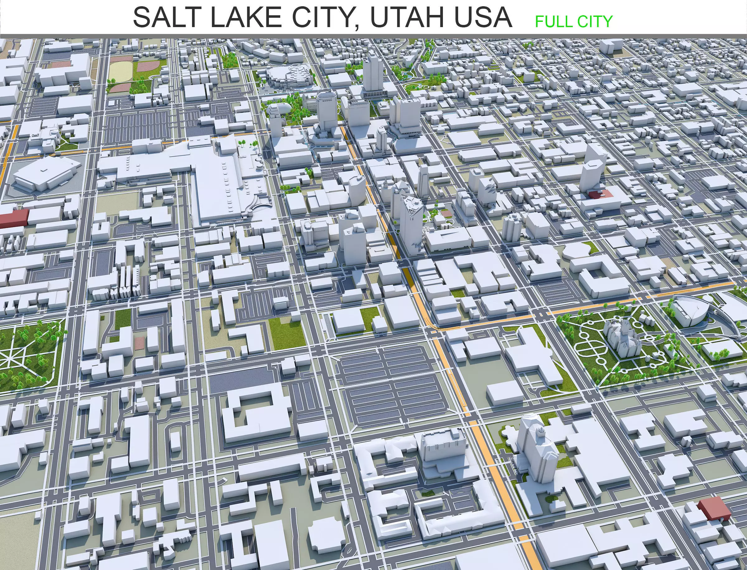 Salt Lake City Utah USA 60km Low-poly 3D model