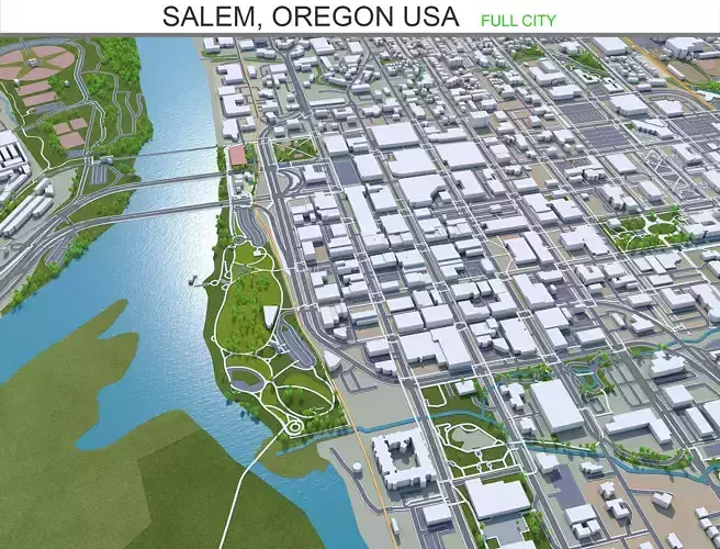 Salem Oregon USA 50km Low-poly 3D model