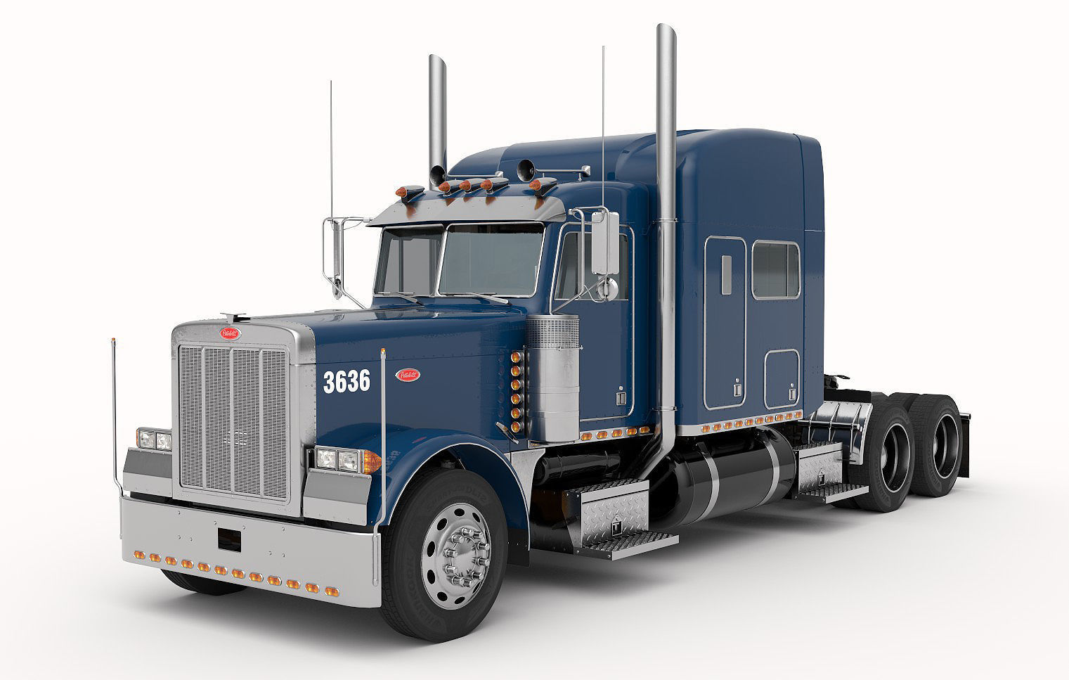 Detailed Peterbilt 379 with interior  3D model_15