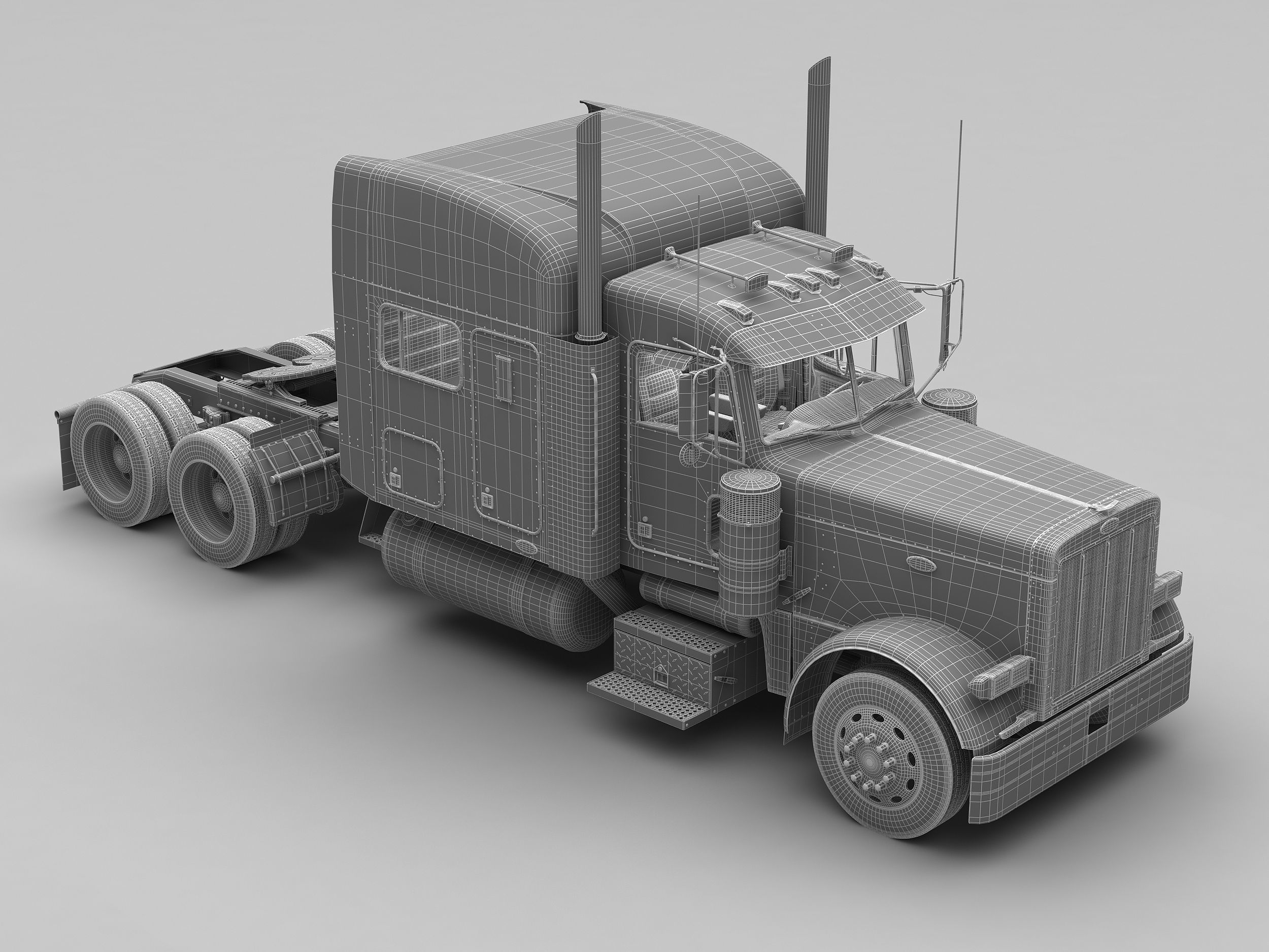 Detailed Peterbilt 379 with interior  3D model_10