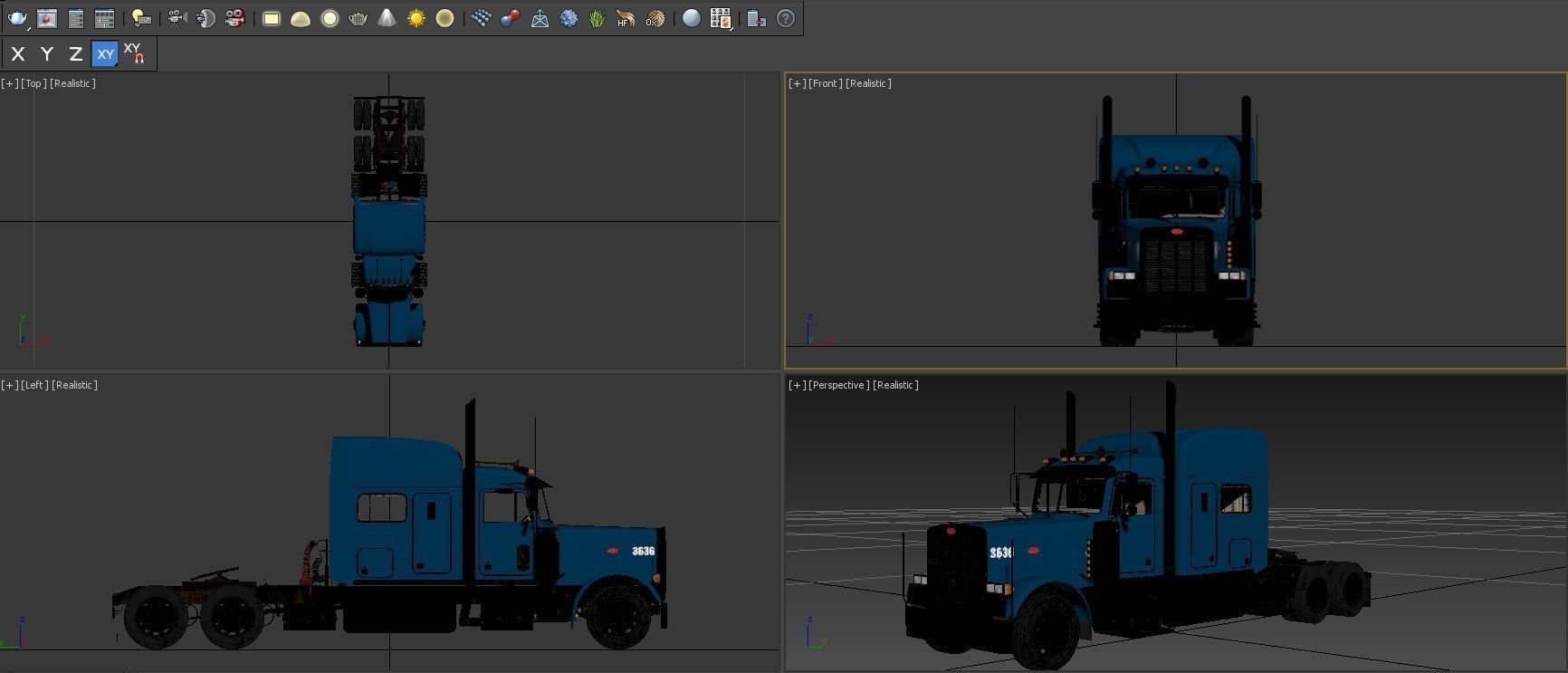 Detailed Peterbilt 379 with interior  3D model_20