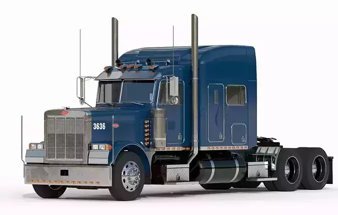Detailed Peterbilt 379 with interior  3D model