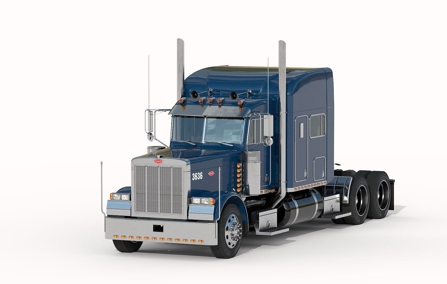 Detailed Peterbilt 379 with interior  3D model_3