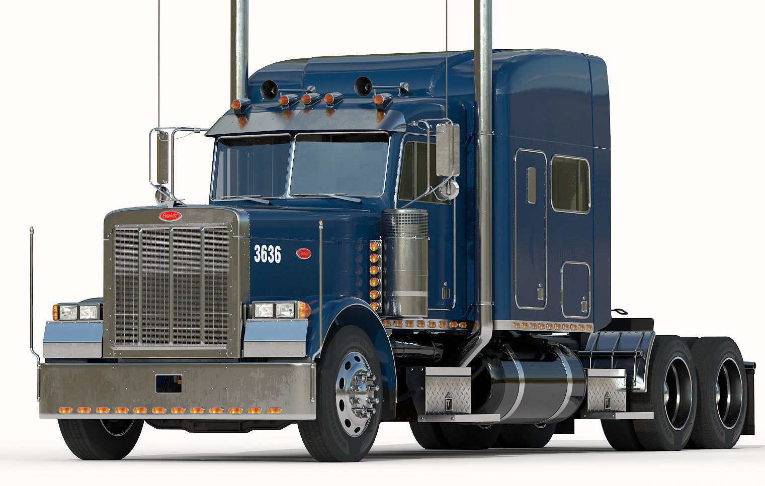 Detailed Peterbilt 379 with interior  3D model_2
