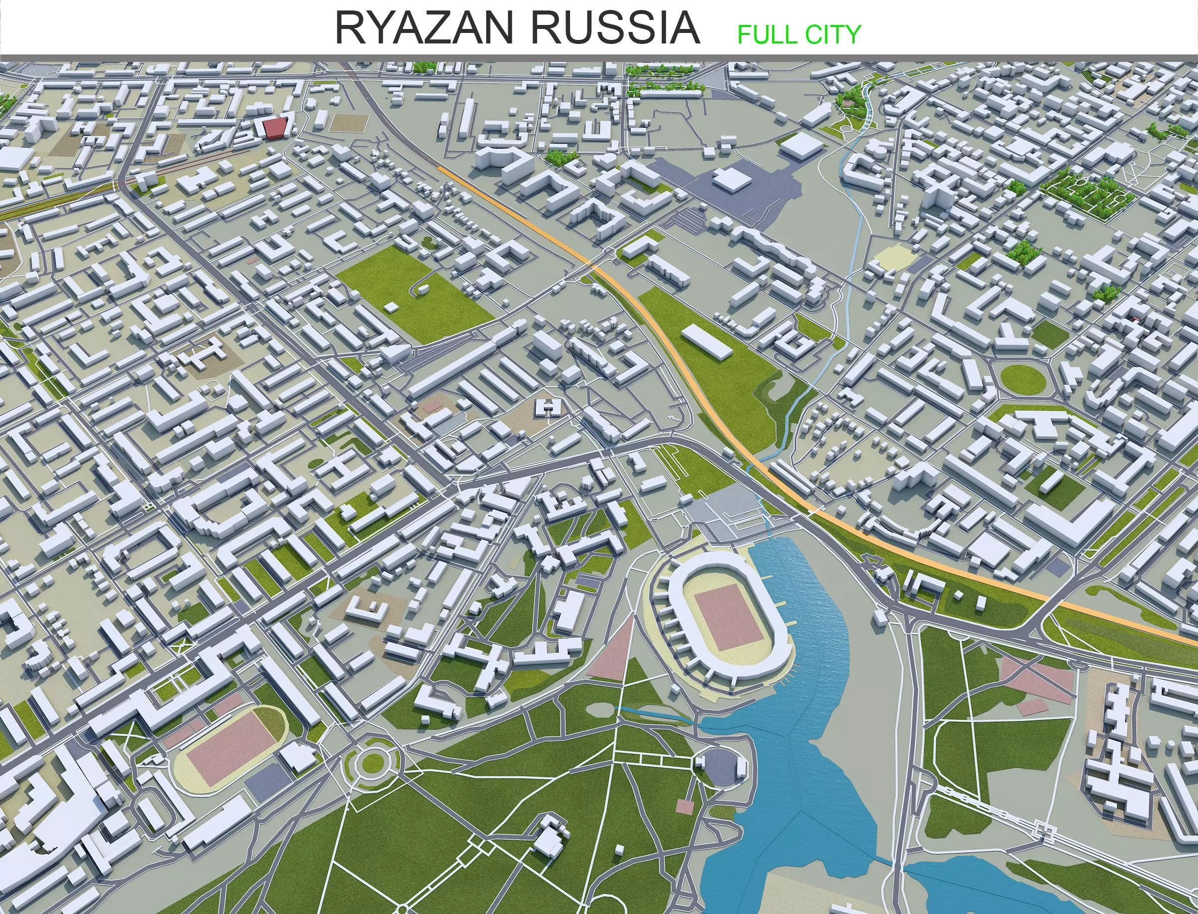 Ryazan Russia 50km Low-poly 3D model