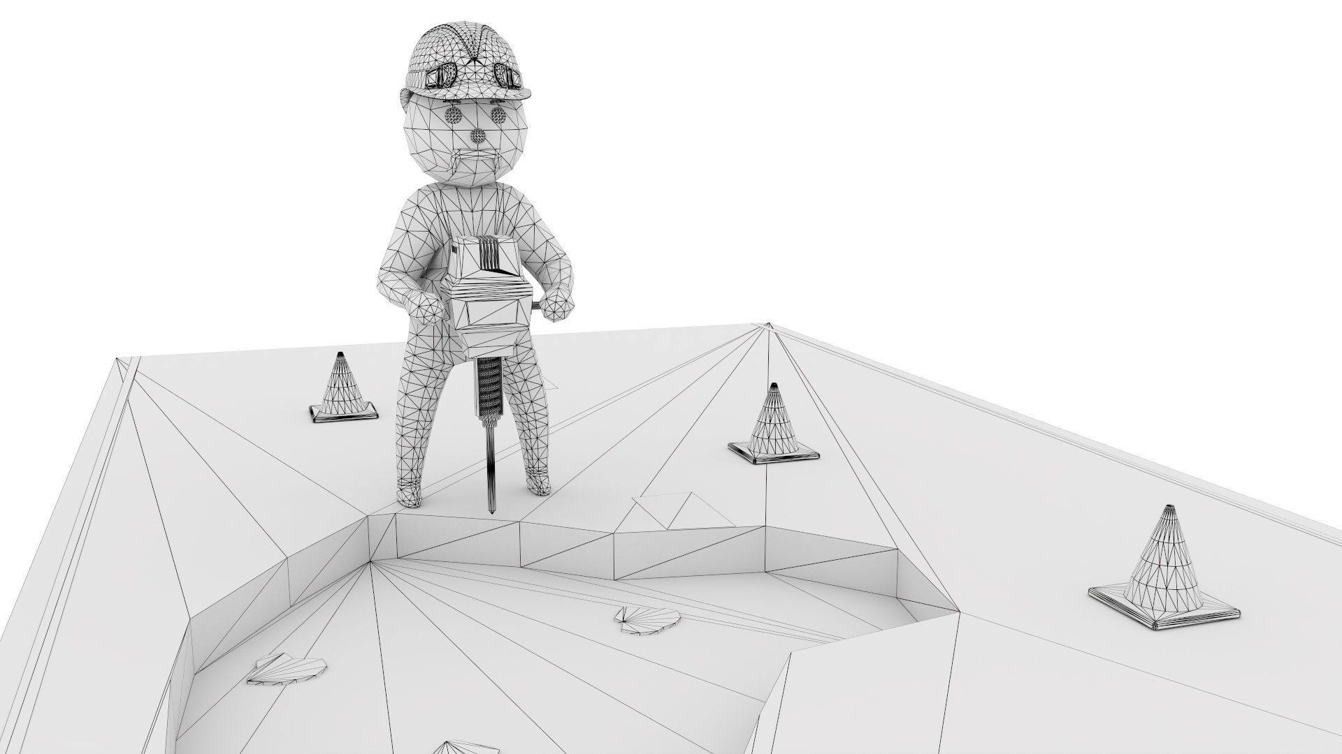 Breaker Man Low-poly 3D model_2