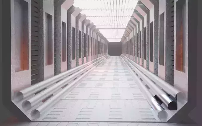 Sci-Fi Hallway Low Poly 3D Model at LOW PRICE