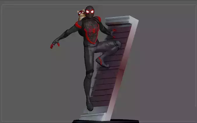 SPIDERMAN PS5 MILES MORALES STATUE WALL VERSION MARVEL  3D print model