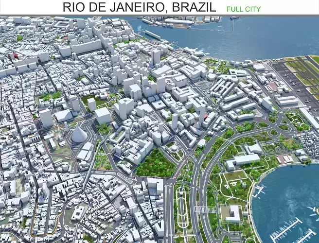 Rio de Janeiro Full City Brazil Low-poly 3D model