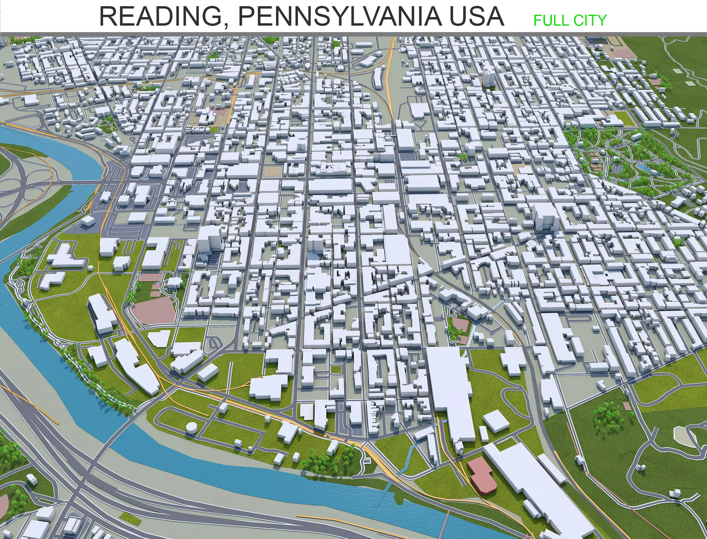 Reading Pennsylvania USA Low-poly 3D model