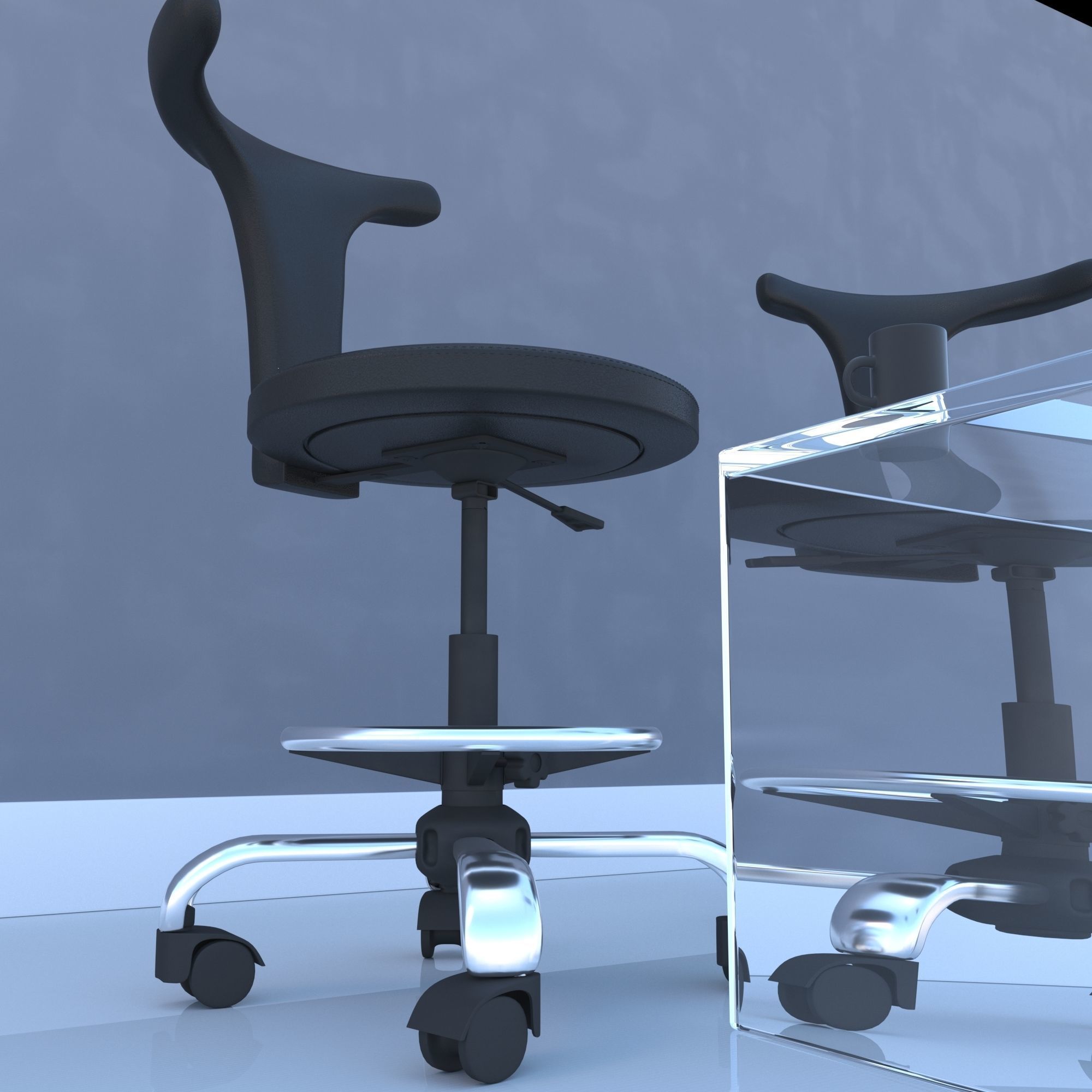 3d office furniture with wheels 3D model_3