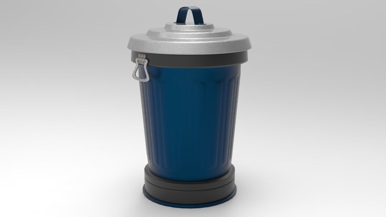 Trashcan water bottle Low-poly 3D model_1