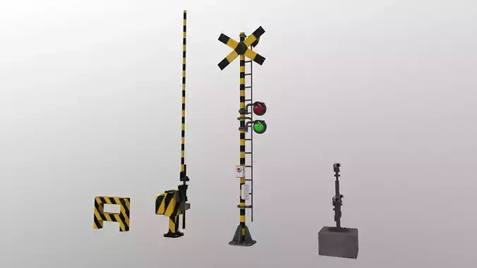 Train Railway Signal Kit Low-poly 3D model