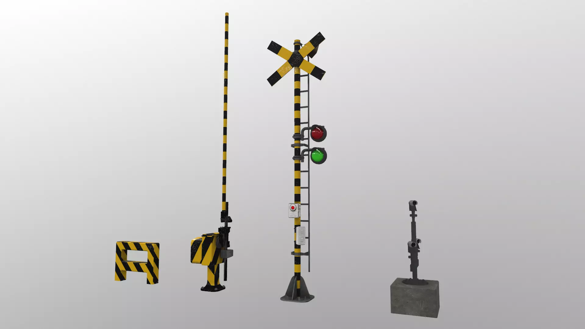 Train Railway Signal Kit Low-poly 3D model_0