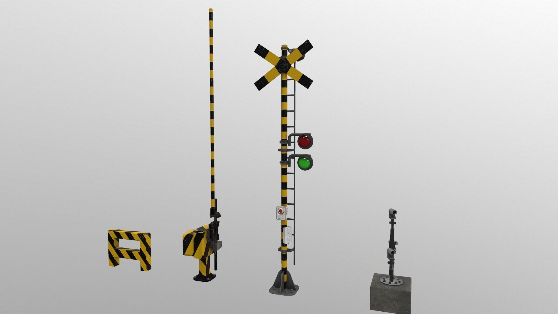 Train Railway Signal Kit Low-poly 3D model_13