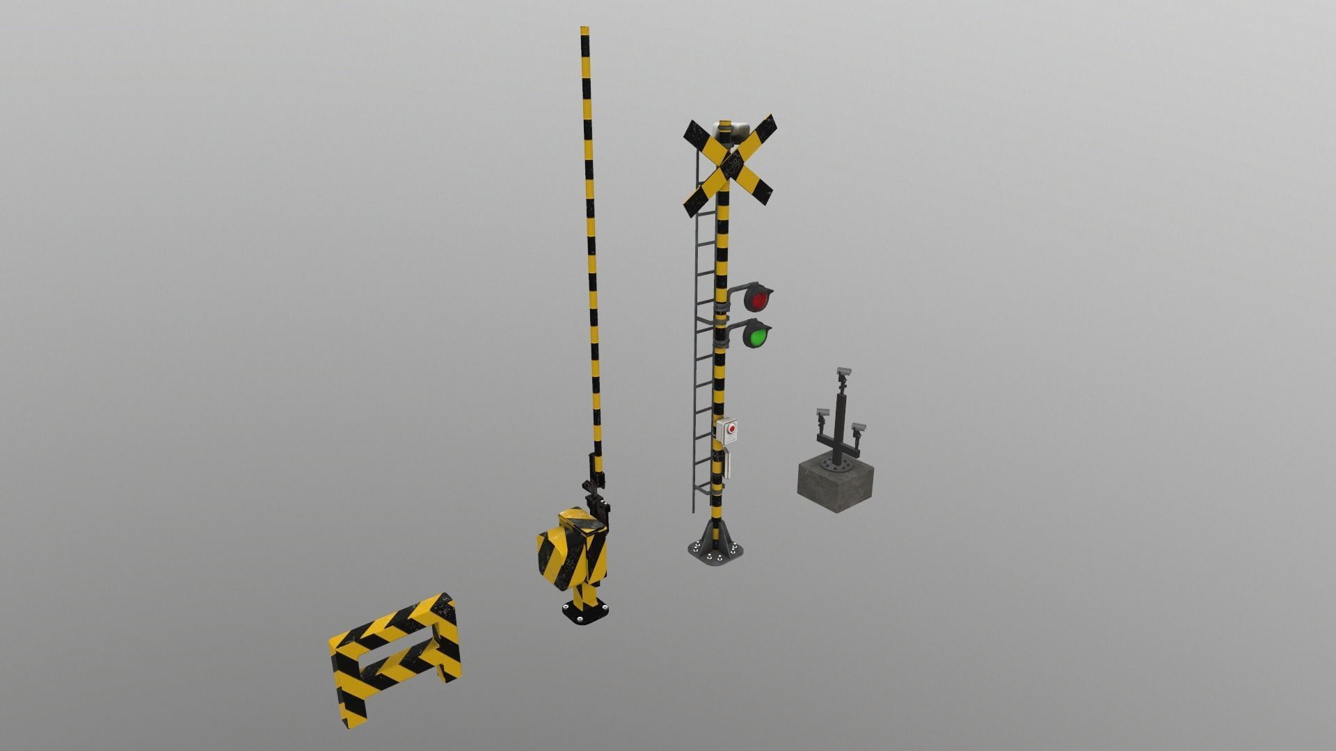 Train Railway Signal Kit Low-poly 3D model_4