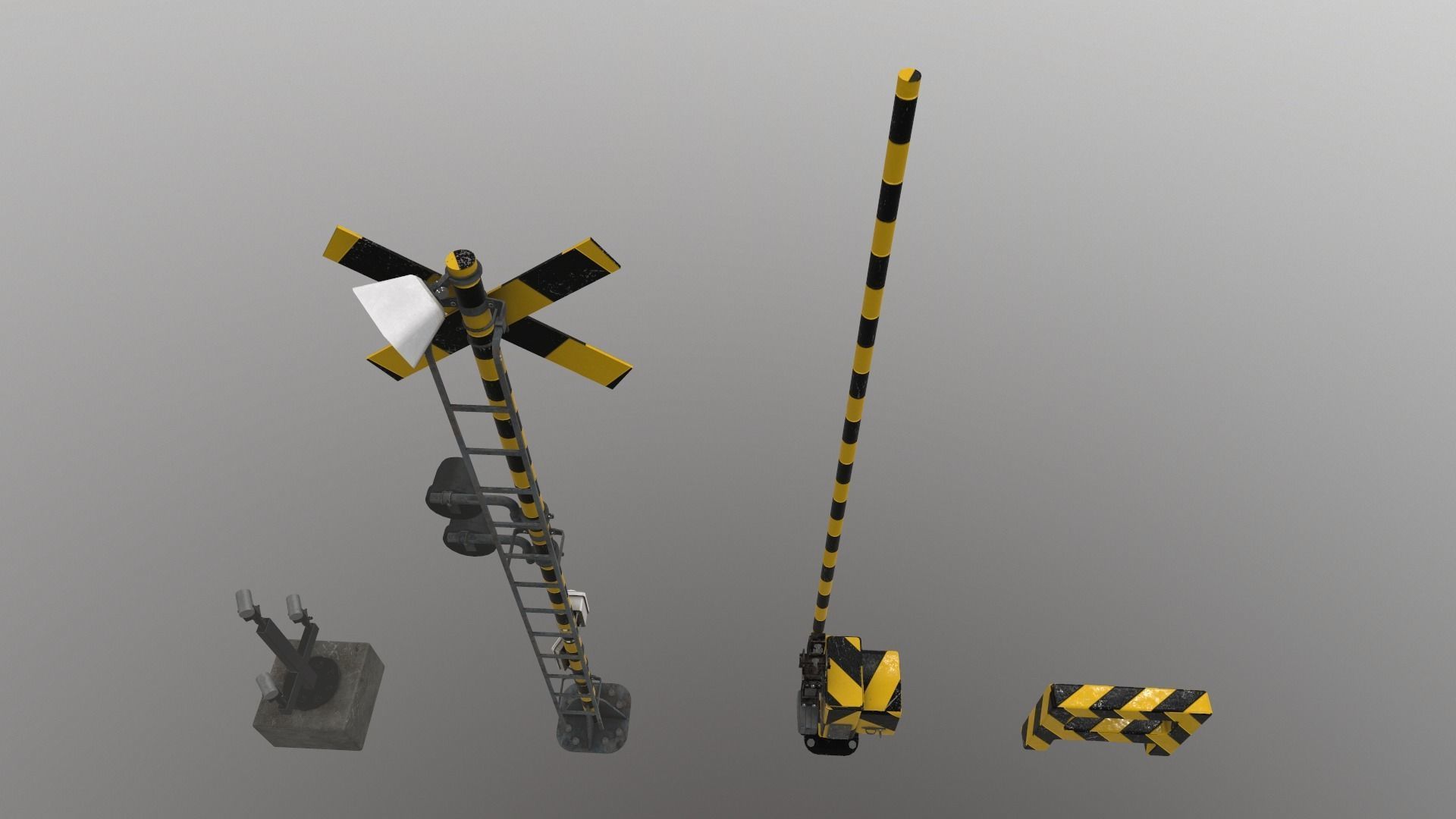 Train Railway Signal Kit Low-poly 3D model_12