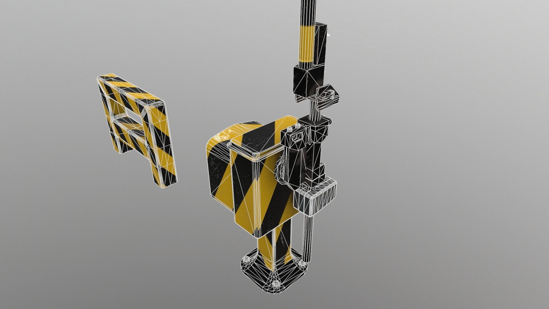 Train Railway Signal Kit Low-poly 3D model_16