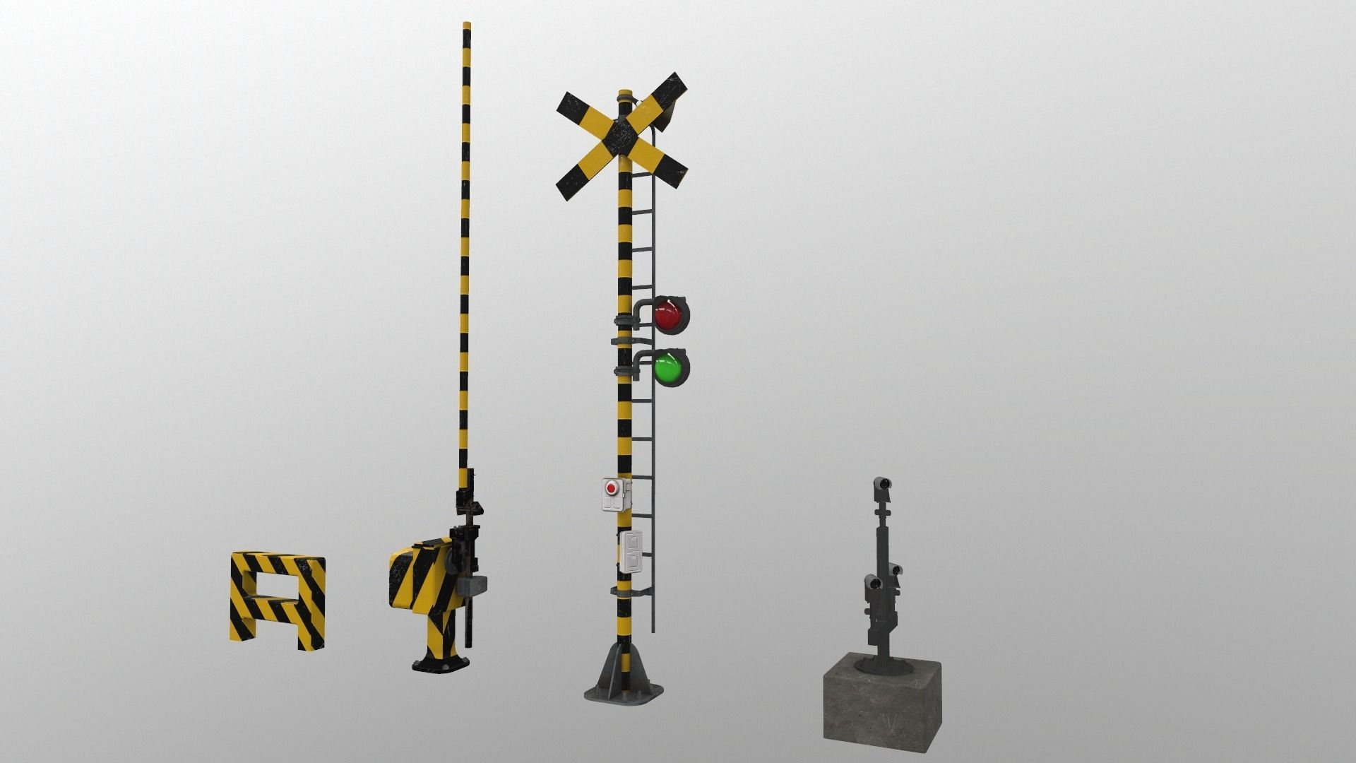 Train Railway Signal Kit Low-poly 3D model_2