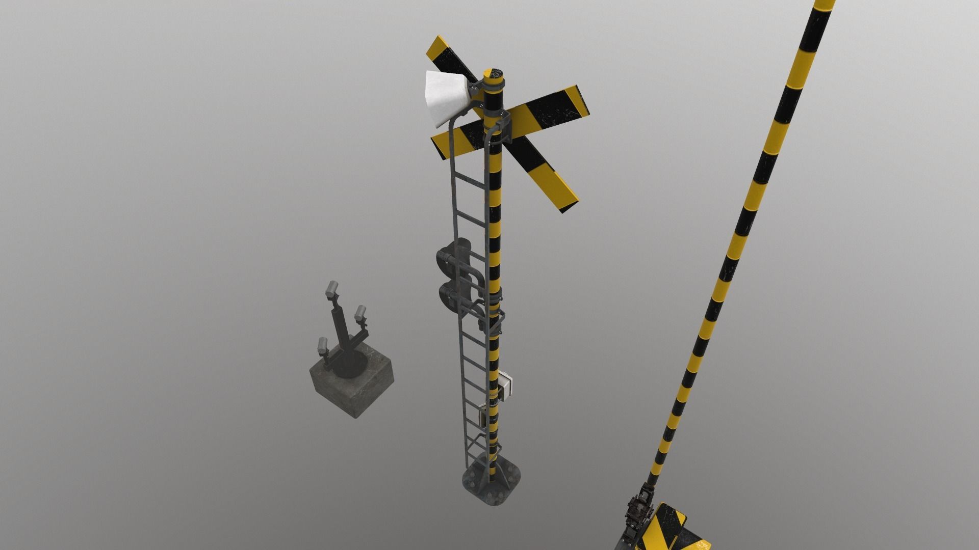 Train Railway Signal Kit Low-poly 3D model_8