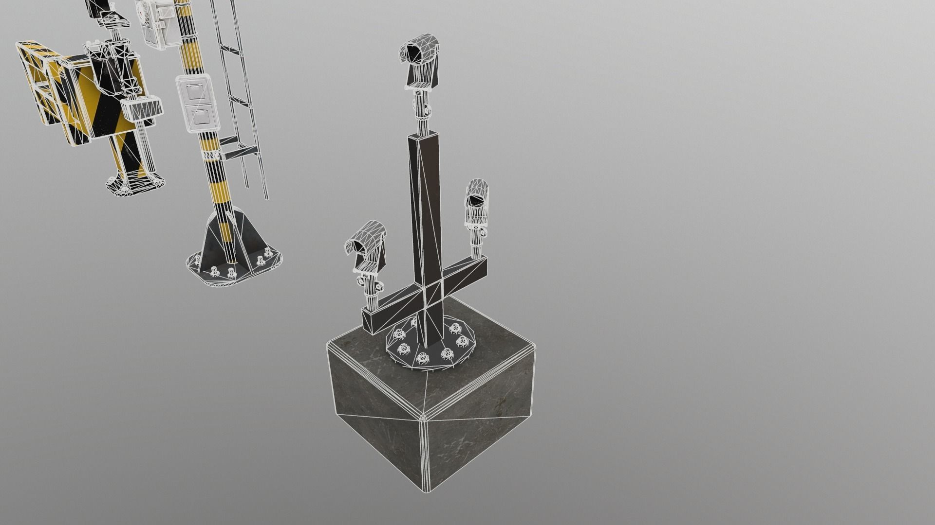 Train Railway Signal Kit Low-poly 3D model_14